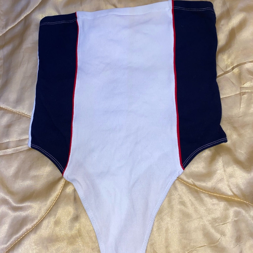 Red white and blue body suit strapless